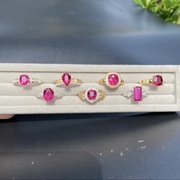 天然卢比莱红碧玺18k金钻石(金钻石)镶嵌珠宝艳桃红色天然碧玺戒指