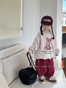 儿童上衣韩版冬季女童卡通印花加绒卫衣宝宝百搭休闲运动外套