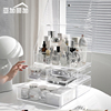 超大号透明化妆品收纳盒塑料防尘护肤有盖亚克力桌面梳妆台置物架