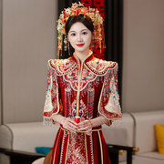 秀禾服新娘高级中式婚服结婚重工嫁衣小个子，裙褂礼服出阁红色秀和