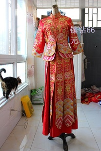 二手婚纱礼服红色蕾丝传统中式结婚服满绣秀禾服