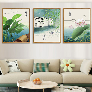 家和富贵diy数字油画油，彩画三联画手绘填色客厅大幅风景花鸟装饰