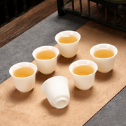 茗峰陶瓷功夫茶具羊脂玉瓷小茶杯德化白瓷品茗杯描金边小杯茶盏杯