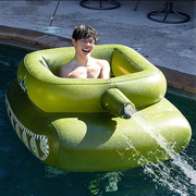 水上坦克喷水游泳船充气船，儿童游戏打水战泳池小船浮排玩具游