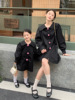 连衣裙亲子装春秋季母女，韩版学院风撞色玫瑰，花朵2023衬衫裙子