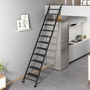 梯子家用铝合金折叠阁楼梯室内扶手梯加厚工程梯移动便携式爬楼梯
