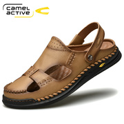 Camel Active/骆驼动感包头凉鞋男士夏季防滑沙滩鞋真皮凉拖鞋男