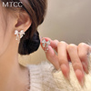 2023s925银针蝴蝶结锆石耳钉，小众设计耳环，高级气质耳饰女