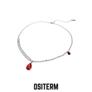 ositerm限定水晶泪项链三色，红白粉点缀饰品，男女短项链小众高级感