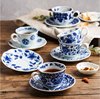 日本蓝凛堂咖啡杯杯碟套装日式进口陶瓷青花，下午茶杯红茶杯茶具