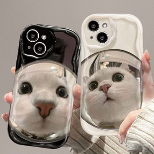 镜子猫咪vivox100手机壳x908070605030s1817全包奶油纹，y100情侣硅胶iqoo12卡通女iqooneo98保护套