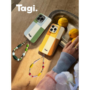 tagi.积木串串木头斜挎肩带手机，壳手机挂链，iphone15propromax可拆卸