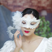 威尼斯高档白色唯美新娘面具舞会公主私人派对万圣节圣诞节狂欢
