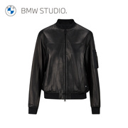 bmwstudio宝马女装皮衣，外套女短款显瘦黑色皮夹克wm9u001nzs036