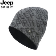 jeep吉普秋冬季针织帽男士潮流，加绒包头帽户外防寒毛线帽休闲