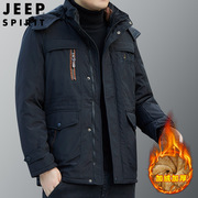 jeepspirit棉服男秋冬加绒宽松运动外套，潮冬装加厚棉衣jc7357b