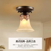 LED美式入户灯衣帽间吸顶灯小美式田园树脂雕花卧室过道灯具