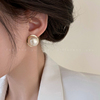 法式大珍珠耳钉女轻奢高级感复古耳环2024设计感小众金色耳饰