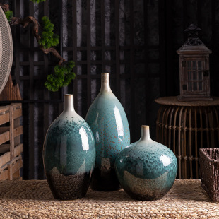 花瓶摆件陶瓷客厅插花绿色，家居创意玄关餐厅欧式中式装饰工艺品
