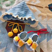 rlk宝宝鞋子帽子婴儿套装，diy材料包手工(包手工)钩针，编织牛奶棉毛线送教程