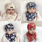 日本新生儿男宝宝帽子春夏，薄款韩版帅气头围，婴儿海盗帽口水巾围巾