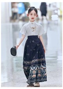 夏款女童中国风马面裙明制套装，薄款儿童童装古装汉服夏款亲子款唐