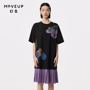 moveup幻走2024夏季.fun系列，圆领可爱印花设计师，针织连衣裙