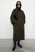 瑞典小众tt22冬设计师款高阶，保暖拼接夹棉军绿风衣棉服纯色