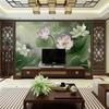 3d新中式荷花壁纸客厅沙发电视背景墙影视墙墙纸装饰壁画无缝墙布