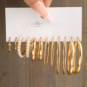 Women's Gold Retro Circle Exaggerated Earrings欧美圈圈女耳环