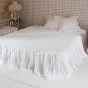 欧式荷叶边亚f麻床裙褶皱白色，床裙床罩荷叶，边素色1.8米1.5米1.2