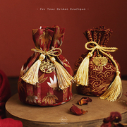 予你国风复古创意红色喜糖袋喜糖盒免折叠高级感婚礼糖果礼盒空盒
