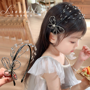 韩版手工串珠重工发箍女童高级头箍缠绕双侧花朵水晶夏天复古发饰