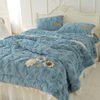 韩国 蓝色仿皮草长绒床上用品 超柔法拉绒冬被床罩1米8套件
