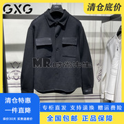 GXG男士工装外套2023冬季黑色双面羊毛呢短款大衣GEX10625844