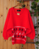 外贸原单日本复古文艺范和服(范，和服)蝙蝠袖宽松100%纯羊毛红色套头毛衣