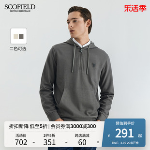 SCOFIELD男装秋季23年连帽拉链舒适休闲通勤宽松套头美式卫衣