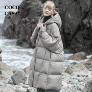 cococasa原创设计高端茧型鹅绒羽绒服女中长款2023冬新大牌韩外套