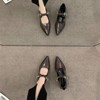 法式复古甜酷玛丽珍鞋设计感小众低跟单鞋尖头，黑色小皮鞋2023冬秋