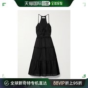 香港直邮潮奢sea海洋女士，cole荷叶边细褶层叠苎麻中长连衣裙