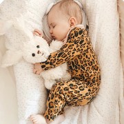 nextred经典豹纹，宝宝哈衣网红洋气长袖连体婴儿，薄款纯棉爬服