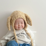 羊毛绒~ins可爱小狗，婴儿毛绒帽子秋冬季婴幼儿保暖防风宝宝护耳帽
