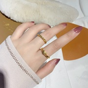 气质两件套沙金麻花爱心形，开口戒指女久不掉色磨砂食指戒子指环