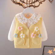 女宝宝春秋装，1-2-3岁女童长袖上衣两件套8-9个月，婴儿衣服套装