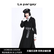 Lapargay纳帕佳冬季双面呢羊毛大衣收腰毛呢外套女中长款