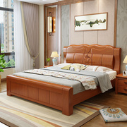 中式实木床18米双人床抽屉，高箱储物大床15米单人床主卧婚床