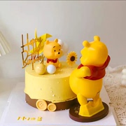 卡通大肚子熊蛋糕装饰摆件可爱小熊公仔孕妇妈妈老婆生日烘焙插件