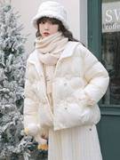 冬天韩系保暖白色棉衣女2023冬季时尚小个子奶fufu棉服外套女