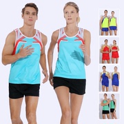 夏季田径服套装 男女款马拉松跑步健身训练衣 速干短跑比赛运动装
