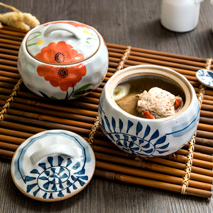创意陶瓷带盖汤盅隔水蒸蛋盅小号，炖锅家用汤锅煲汤炖罐燕窝小炖盅